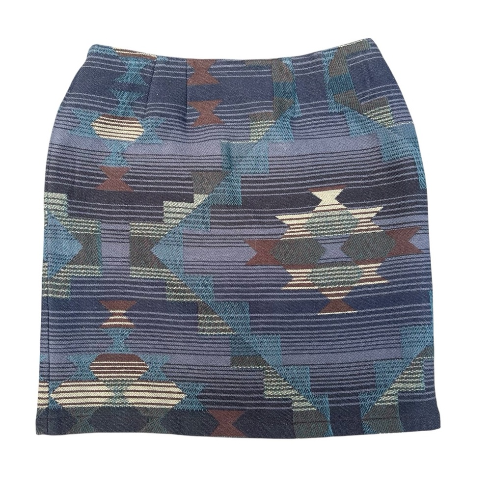 Double D Ranch Blue and Brown Patterned Mini Skirt